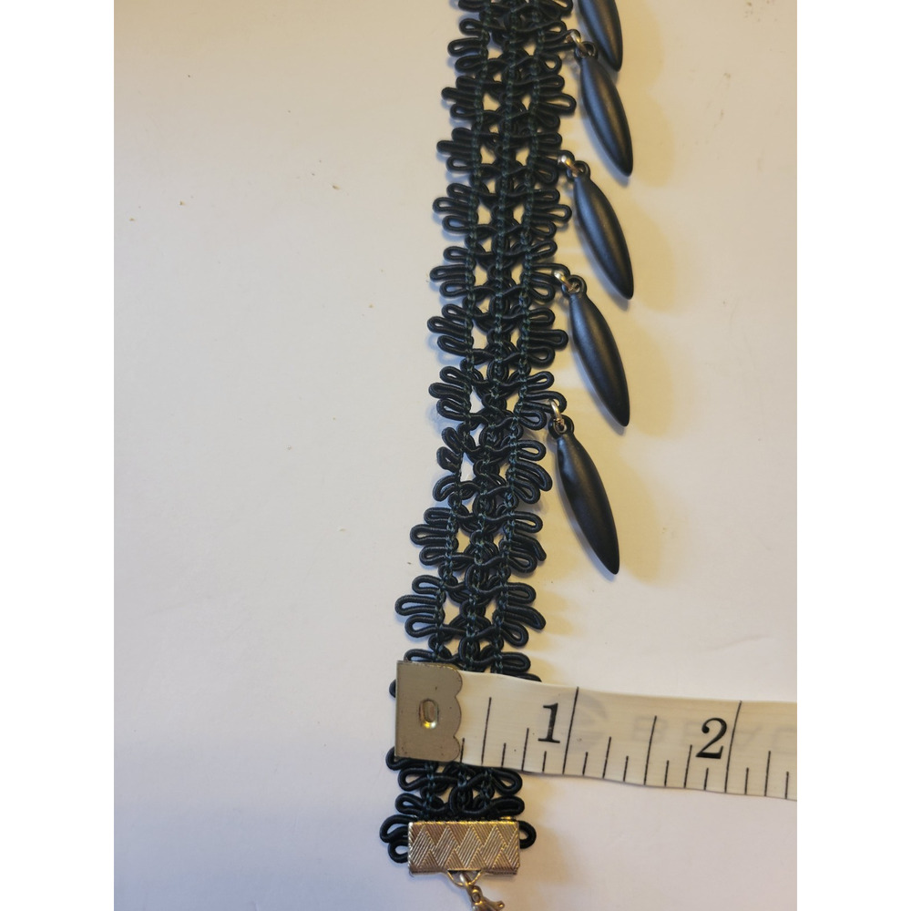 Vtg Black Cloth Tatted Gothic Lace Dangle Victorian Jewelry Choker Necklace - Picture 6 of 7